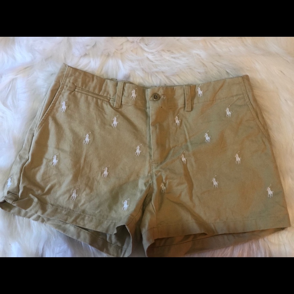 Khaki logo Polo shorts